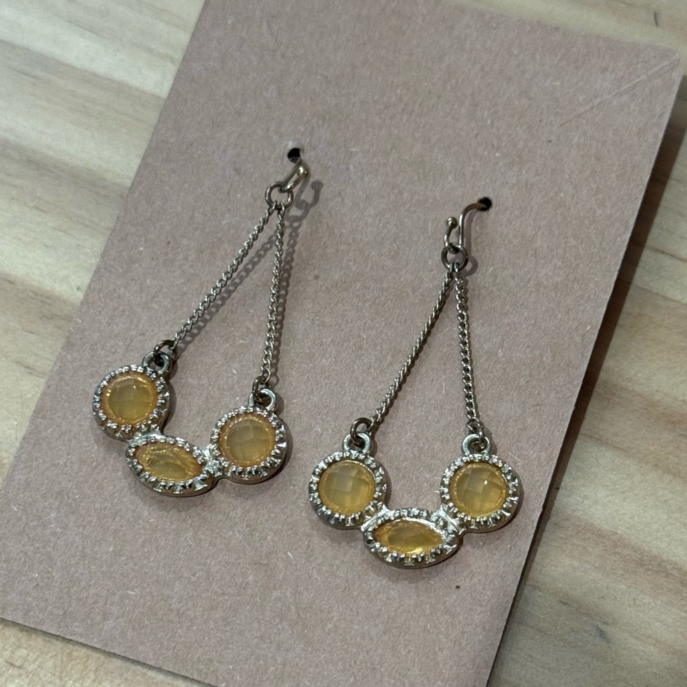 Triple Stone Drop Earrings